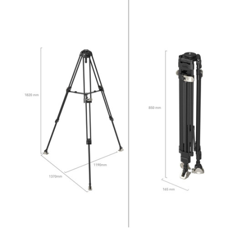 SmallRig 4167B - wytrzymały statyw video Carbon, Heavy-Duty (FreeBlazer) - wymiary